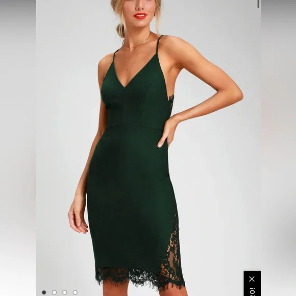 Lulu’s Emerald Green Lace Cocktail Dress - Picture 3 of 5